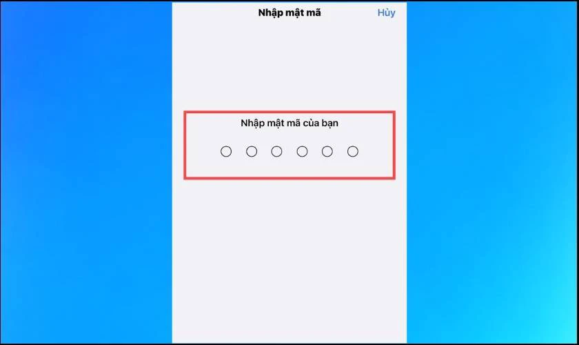 Nhập đ&uacute;ng mật m&atilde; hiện tại để đổi mật khẩu iPhone 